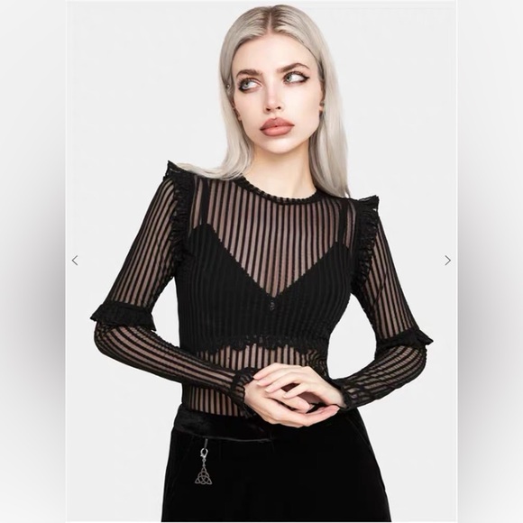 Disturbia Mourning Ruffle Top us2 - Picture 3 of 6